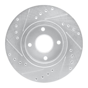 Ford Contour Brake Rotor (1) - Front Right - R1 Concepts - Drilled & Slotted - Silver - `98-`04